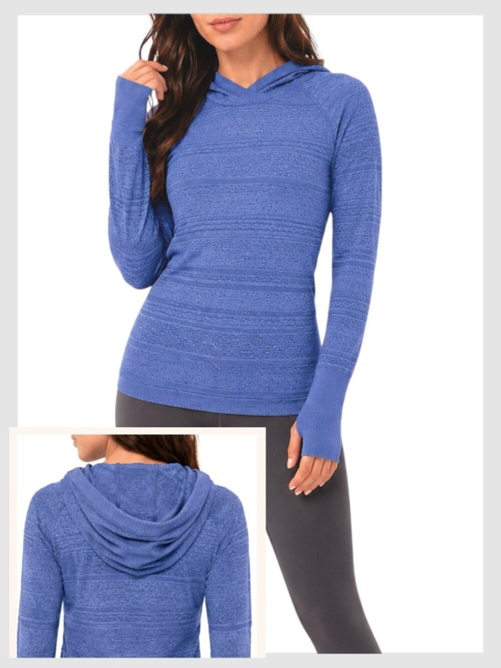 Lululemon Rest Less Hoodie Gatsby Blue Seamless Thumbhole Pullover L 10